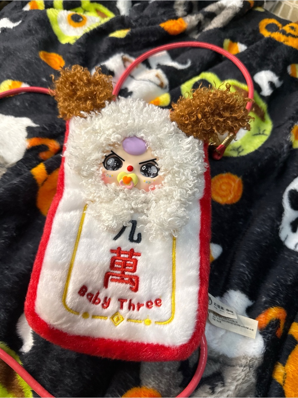 Plush Baby Three Crossbody Bag in White and Red